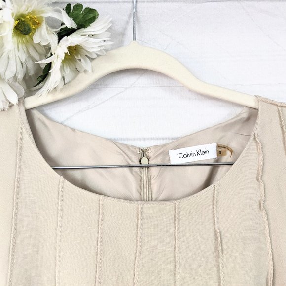 Calvin Klein Women's Tan Linen Blend Lined Dress - Picture 2 of 9